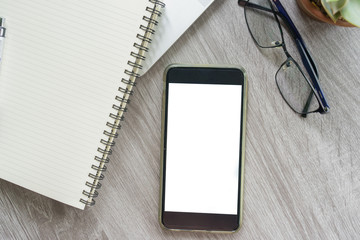 Flat lay laptop grey background