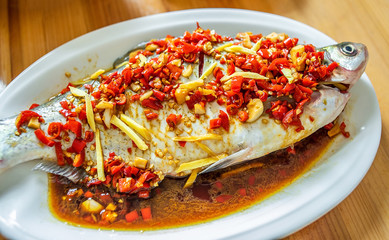 Chinese steamed Wuchang fish