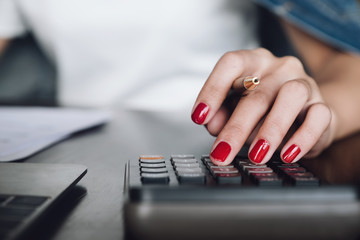 businessman working with calculator and digital tablet computer with financial business strategy...