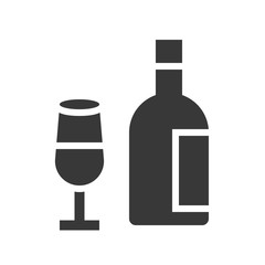 wine glass and bottle, Merry Christmas filled icon set