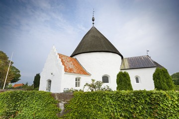 Fototapeta na wymiar Defensive round church in Nyker, Bornholm, Denmark
