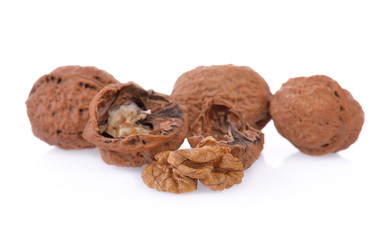 Walnuts closeup isolated on white background