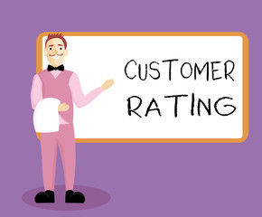 Writing note showing Customer Rating. Business photo showcasing Each point of the customers enhances the experience.