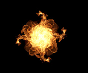 Fire flames on a black background