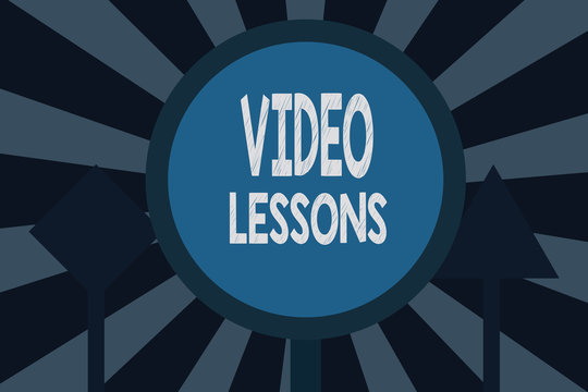 Text sign showing Video Lessons. Conceptual photo Online Education material for a topic Viewing and learning.