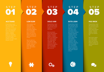 Vector progress five steps template - obrazy, fototapety, plakaty