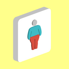 Fat Man, Obesity Simple vector icon. Illustration symbol design template for web mobile UI element. Perfect color isometric pictogram on 3d white square. Fat Man Obesity icons for you business project