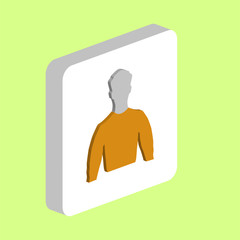 Unknown Male Avatar Simple vector icon. Illustration symbol design template for web mobile UI element. Perfect color isometric pictogram on 3d white square. Man Avatar icons for your business project