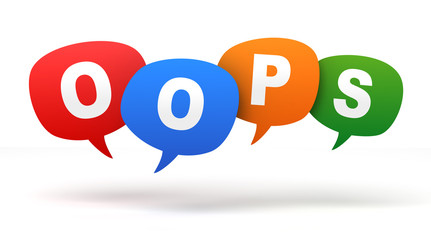 oops speech bubbles 3d concept illustration