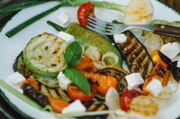 grilled vegetables mix on plate