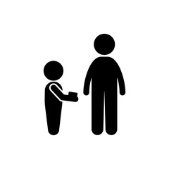 beggar childe icon. Element of poor man illustration. Premium quality graphic design icon. Signs and symbols collection icon for websites, web design, mobile app