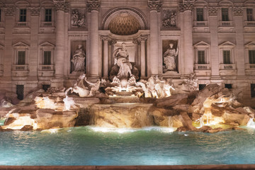 Fountain de Trevi at Night Illuminated
