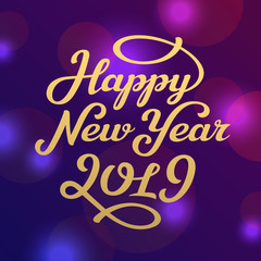 Fototapeta na wymiar Happy new year 2019 lettering greeting card design
