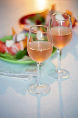 Melon, mozzarella and prosciutto  and fruits salad.