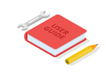 User manual, guide, instruction, guidebook, Handbook isometric concept. Vector illustration. - obrazy, fototapety, plakaty