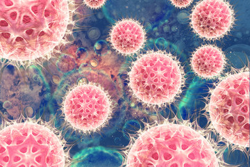 Obraz premium 3d rendering virus, bacteria, cell