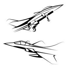 Vector drawn fighter, isolated on white background.