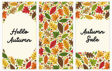 Cute set of Autumn Leaves vertical banners