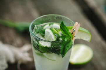 fresh mojito on a rustic table