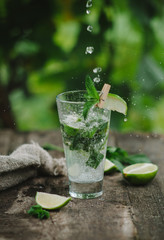 fresh mojito on a rustic table