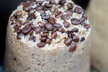 Halva with coffee beans for sale at Jerusalem market