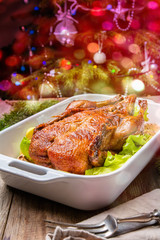 Christmas duck with apples