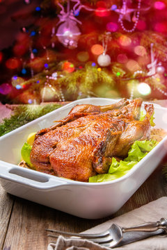 Christmas duck with apples