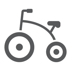 Tricycle glyph icon, bicycle and child, bike sign, vector graphics, a solid pattern on a white background.