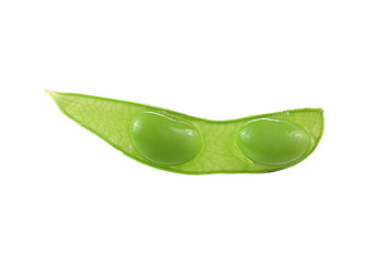 Green soybeans isolated on white background.