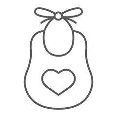 Baby bib thin line icon, child and clothes, wear sign, vector graphics, a linear pattern on a white background.