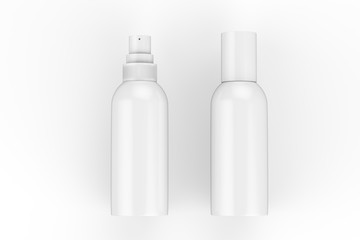 Blank Cosmetic Spray Can Mock Up On Isolated White Background, Ready For Design Presentation, 3D Illustration