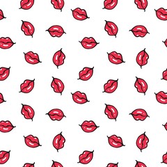Seamless pattern with lips. Vector illustration.