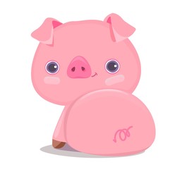 Obraz na płótnie Canvas Cute Pig Vector Illustration. Cartoon Character. Chinese new year greetings