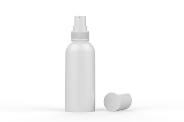 Blank Cosmetic Spray Can Mock Up On Isolated White Background, Ready For Design Presentation, 3D Illustration