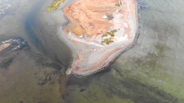 Aerial view of nature reserve Las Salinas in La Manga del Mar Menor, Europe, Spain, Region of Murcia, Las Salinas national park
