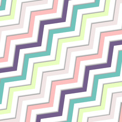 Abstract oblique wavy zigzag pastels color pattern on white background.