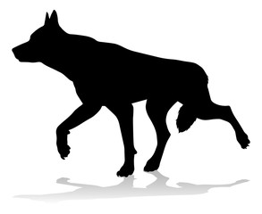 A detailed animal silhouette of a pet dog