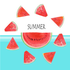 Hello Summer fruit with watermelon slices.