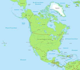 Nordamerika - Landkarte (DE)