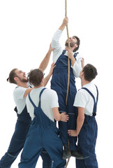 group workers help the companion to climb up