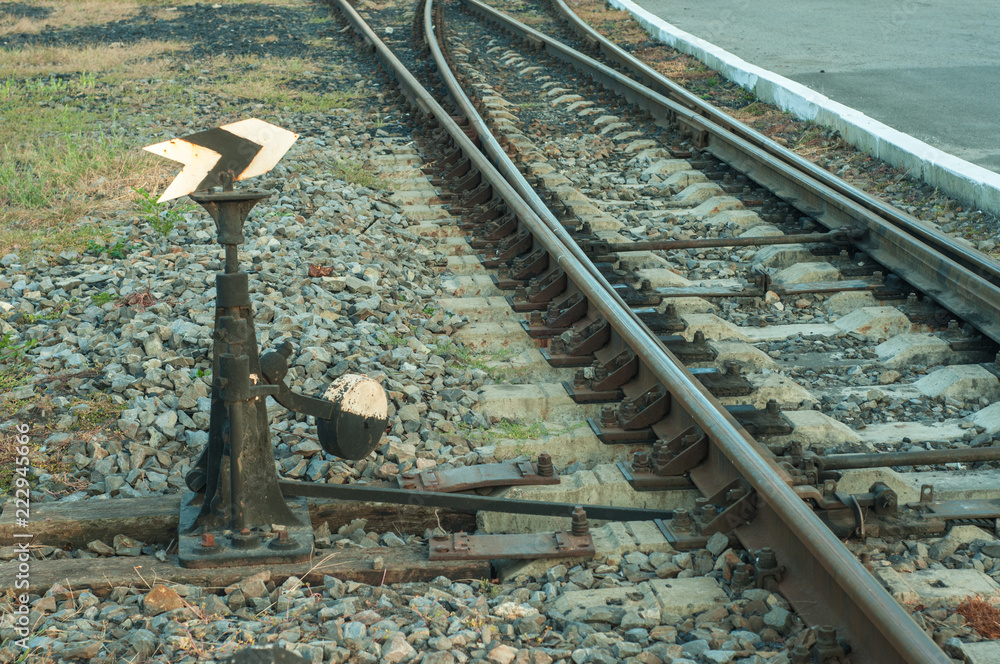 Wall mural sign mark on the railroad, track