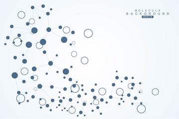 Structure molecule and communication. Dna, atom, neurons. Scientific concept for your design. Connected lines with dots. Medical, technology, chemistry, science background. Vector illustration.