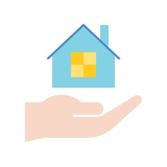 Fototapeta na wymiar hand holding house, insurance,loan, bank and financial related icon