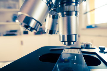 Slide and lens of microscope