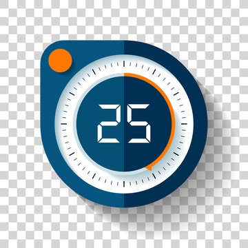 Stopwatch icon in flat style, round timer on transparent background. Sport clock. Vector design element for you business project