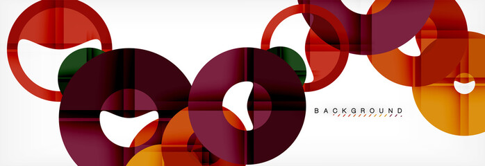 Colorful rings on grey background, modern geometric pattern design. Vector business or technology presentation design template, brochure or flyer pattern, or geometric web banner