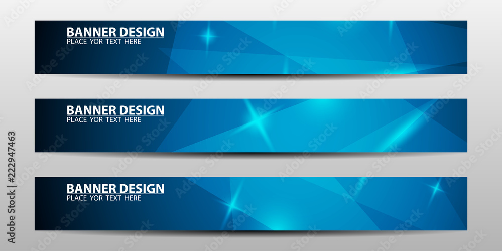 Wall mural abstract banner design with blue geometric background.vector illustration