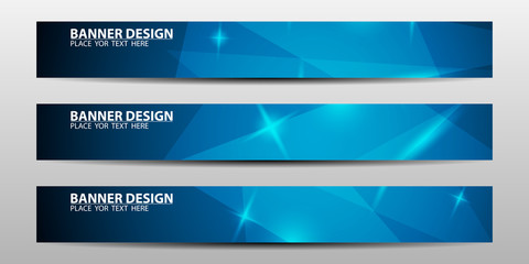 Abstract banner design with blue geometric background.vector illustration