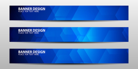 Abstract banner design with blue geometric background.vector illustration