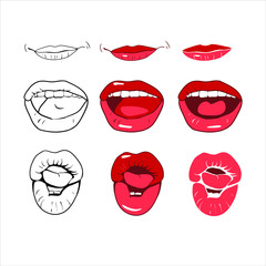 Fototapeta na wymiar A set of drawings in a vector, a smile on his lips